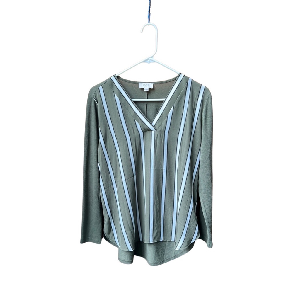 Loft olive green long sleeve blouse